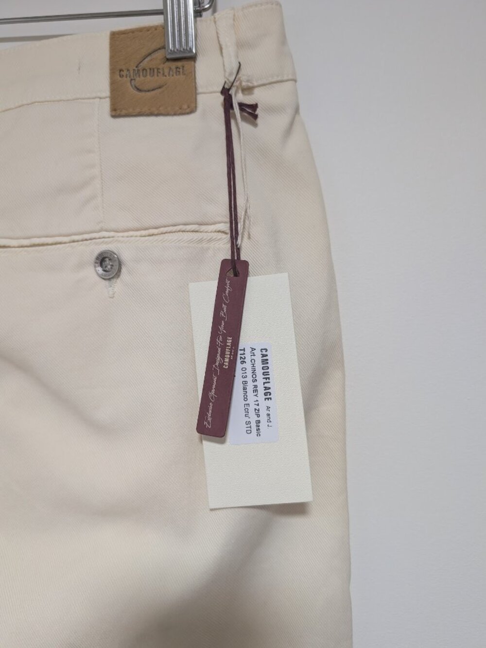 Camouflage Ar and J. | Chinos Rey 17 Zip In Bianco Ecru - Picture 10 of 11